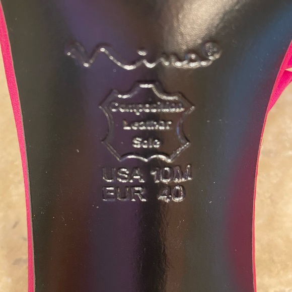 Nina Hot Pink Satin Platform Peep Toe T-Strap Formal High Heels Sz 10 - Picture 9 of 9